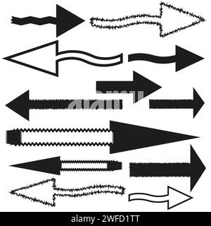 different straight arrows. Graphic elements. Set for decorative design. Vector illustration. stock image. EPS 10. Stock Vector
