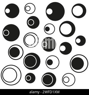 pattern with black small circles. Shape background. Geometric element. Vector illustration. Stock image. EPS 10. Stock Vector