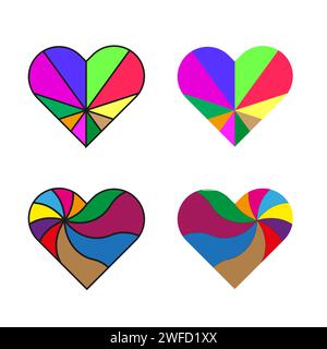 colorful hearts. Watercolor brush texture. Vector illustration. stock image. EPS 10. Stock Vector