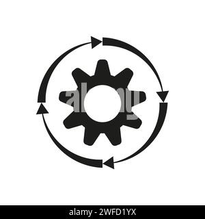 Cogwheel gear, setting symbol. Linear infographic. Vector illustration. EPS 10. Stock Vector