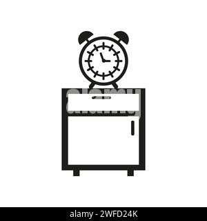 Alarm clock icon. alarm clock on nightstand icon. Time clock. Old watch. Vector illustration. Stock image. eps 10. Stock Vector
