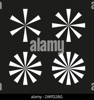 White circles rays on black background. Geometric art print. Vector illustration. EPS 10. Stock Vector