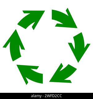 Recycle symbol. Circled arrow. Green logo. Round shape. Cyclic rotation. Eco concept. Vector illustration. Stock image. EPS 10. Stock Vector