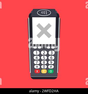 Payment terminal cross. POS terminal with a cross on a red background. Vector illustration. stock image. EPS 10. Stock Vector