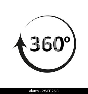 icon with 360 degree circular arrow. Vector illustration. EPS 10. Stock Vector