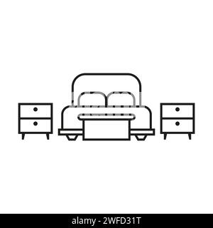 bed icon. Home decor. Home interior design. Vector illustration. Stock image. EPS 10. Stock Vector