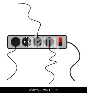 Electric extension cord in flat style. Pixel perfect. Vector illustration. stock image. EPS 10. Stock Vector
