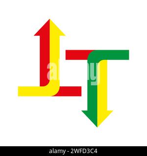 Linear colored connected arrows. Business success strategy. Vector illustration. EPS 10. Stock Vector