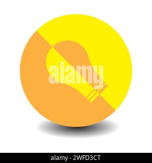 lamp in yellow circle. Creative concept idea. Cartoon style. Design element. Vector illustration. stock image. EPS 10. Stock Vector