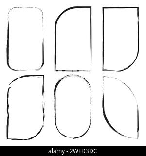 Exclusive frames, figures. different grunge frame shapes. Hand drawn old sketch. Ink paint brush stain. stock image. EPS 10. Stock Vector