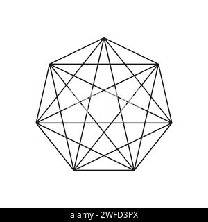 Interlocking polygon shape. Geometric pattern. Spider web line art. Vector illustration. EPS 10. Stock Vector
