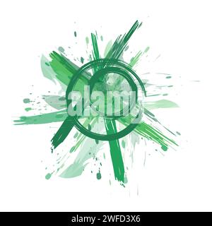 Watercolor abstract green spot. Ink brush stroke drawing. Green color. Watercolor brush texture. Vector illustration. stock image. EPS 10. Stock Vector