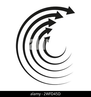 Rotating arrows. Concentric, radial, and circular arrow element. Cycle-cyclical cursor, pointer icon. Vector illustration. EPS 10. Stock Vector