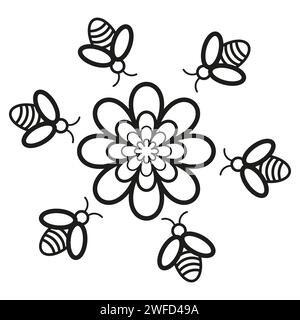 flower bee icon. Plant floral design. Traditional design. Vector illustration. Stock image. EPS 10. Stock Vector
