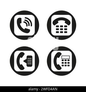 black handset buttons. Telephone sign. Call symbol. Vector illustration. Stock image. EPS 10. Stock Vector