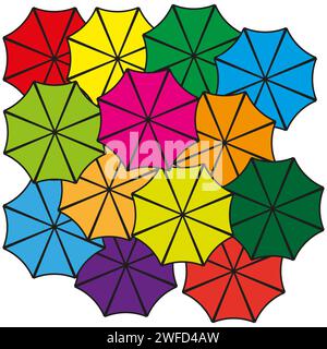 Colorful umbrellas. Cute autumn design. Vector illustration. Stock image. EPS 10. Stock Vector