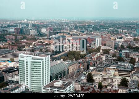 Aerial View of University College London Hospital, Euston Station, UCL and surrounding streets & buildings. Camden, London, England. Stock Photo