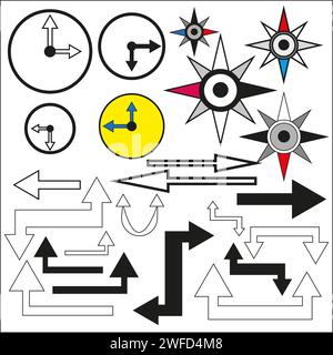 Set for decorative design. different straight arrows.  Graphic elements. Vector illustration. stock image. EPS 10. Stock Vector
