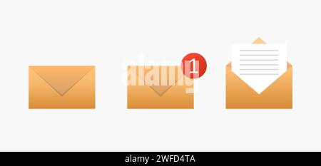 Different message envelopes. Vector illustration. stock image. EPS 10. Stock Vector