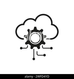 api software icon, cloud integration with gear, hosting server, framework concept. Vector illustration. stock image. EPS 10. Stock Vector