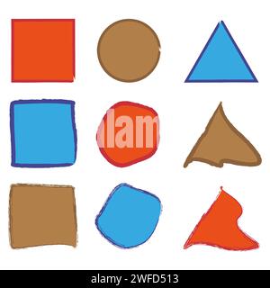 Flat poster with colored brush geometric shapes. Gradient color. Vector illustration. EPS 10. Stock Vector