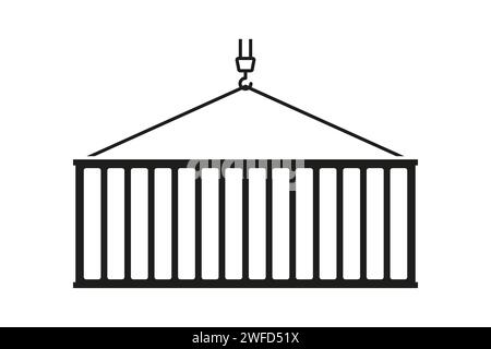 container on crane icon. Business concept. Flat vector illustration. stock image. EPS 10. Stock Vector