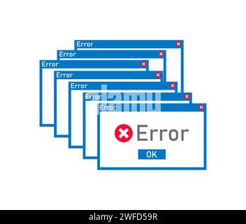 Many error messages. Computer interface. Alert message. Vector illustration. stock image. EPS 10. Stock Vector