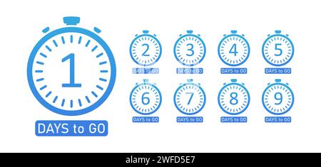 Flat set stopwatches blue. Vector illustration. stock image. EPS 10. Stock Vector