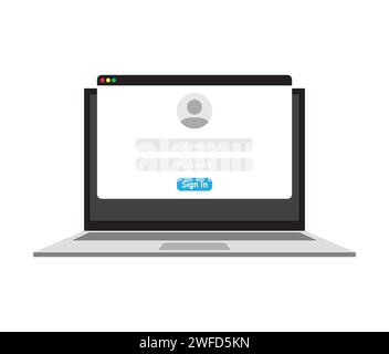 Laptop window enter password. Computer window registration. Vector illustration. stock image. EPS 10. Stock Vector