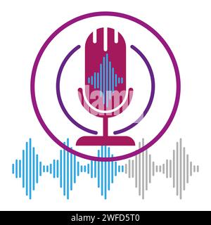 microphone sound icon. Sound wave. Voice message sound icon. Call symbol. Chat message icon. Vector illustration. Stock Vector