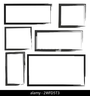 Vintage brush rectangles frames. Brush texture. Vector illustration. Stock image. EPS 10. Stock Vector