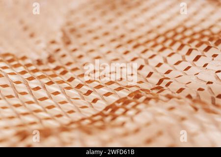 Sliced brown paper for packaging. Using recyclable materials concept. Background, texture. Stock Photo