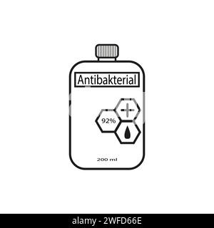 Flat bottle of antibacterial icon. Vector illustration. Stock image. EPS 10. Stock Vector
