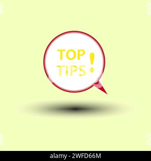 Top tips message. Creative concept idea. Information sign business concept. Vector illustration. EPS 10. Stock Vector
