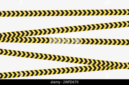 Ribbon banner with yellow striped tape fencing. Vector illustration. stock image. EPS 10. Stock Vector