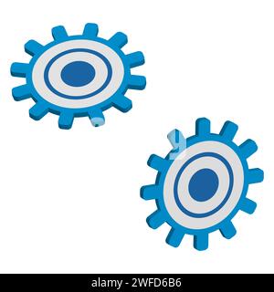 Blue gears in flat style. Teamwork concept. Vector illustration. EPS 10. Stock Vector