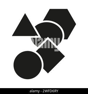 Geometric icon, logo shape with overlapping circle, square and triangle. Construction, building, structure and assembly symbol icon. stock image. EPS Stock Vector
