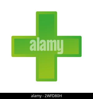 3d bevel cross as healthcare, first-aid, emergency response and as aid as a general symbol. Ambulance, paramedic, hospital and clinic symbol, icon. Ve Stock Vector