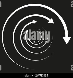 Rotating arrows. Concentric, radial, and circular arrow element. Cycle-cyclical cursor, pointer icon. Vector illustration. EPS 10. Stock Vector