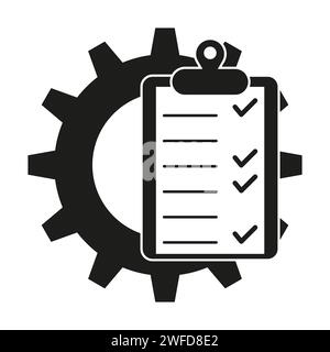 Gear icon tablet notes. Document symbol. Vector illustration. EPS 10. Stock Vector