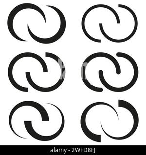 Interlace, interconnected, intersecting circles, rings abstract symbolic shape, icon. Vector illustration. EPS 10. Stock Vector