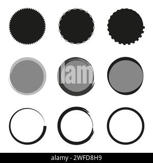 set with brush circles. Grunge texture. Vector illustration. Stock image. EPS 10. Stock Vector