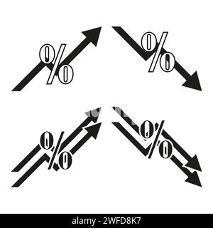 Arrows percentages icons. Money tax rate sign. Vector illustration. EPS 10. Stock Vector