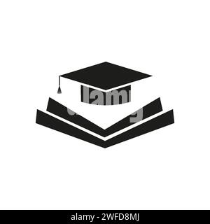 book and student cap logo concept. Vector illustration. Stock image. EPS 10. Stock Vector
