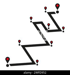 Line path pins. Travel concept. Poster design. Vector illustration. EPS 10. Stock Vector