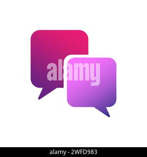 2 overlapping, squarish speech, talk bubbles for communication, chat, support concept. Vector illustration. Stock image. EPS 10. Stock Vector