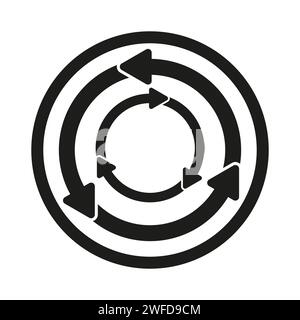 Rotating arrows. Concentric, radial, and circular arrow element. Cycle-cyclical cursor, pointer icon. Vector illustration. EPS 10. Stock Vector