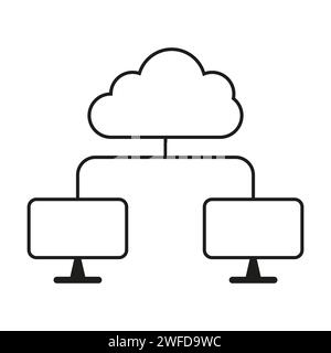 remote work icon, communication global cloud access, collaboration anywhere, employee distant teamwork. Vector illustration. stock image. EPS 10. Stock Vector