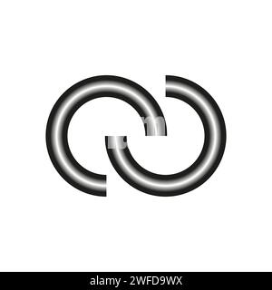 Interlace, interconnected, intersecting circles, rings abstract symbolic shape, icon. Vector illustration. EPS 10. Stock Vector