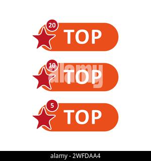 Rating scale top set. Customer evaluation. Star icon. Vector illustration. EPS 10. Stock Vector
